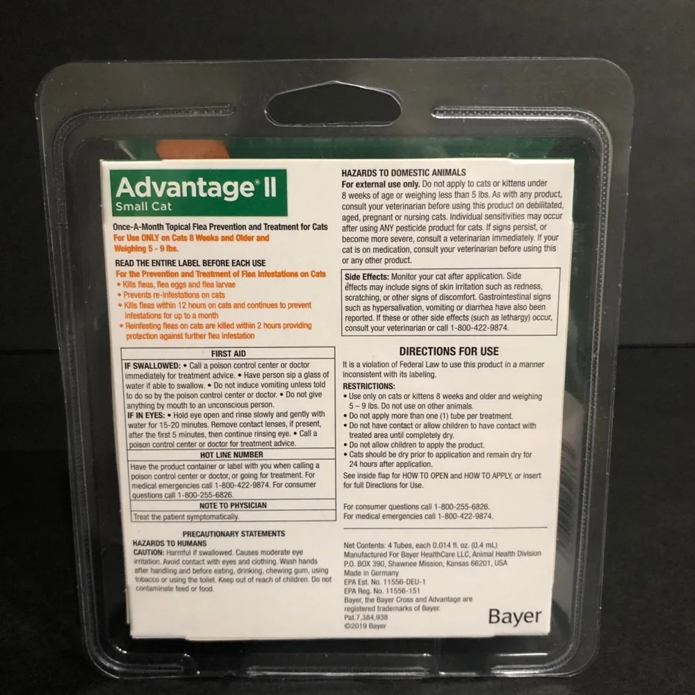 Bayer Advantage II Flea & Lice Control for Small Cats.